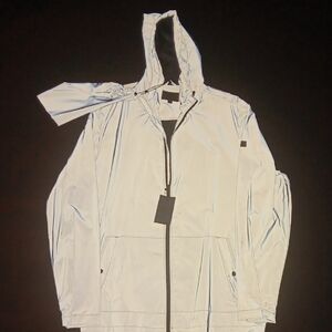 Hunter Men's Reflective Hooded Raincoat - Light Silver